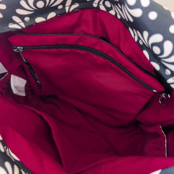 Petunia Pickle Bottom Brocade Diaper Bag Black White Red Embossed - Picture 9 of 9